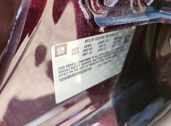 1G6KB5RS3HU203184 2017 CADILLAC CT6 Brown ძრავის განყოფილების ხედი