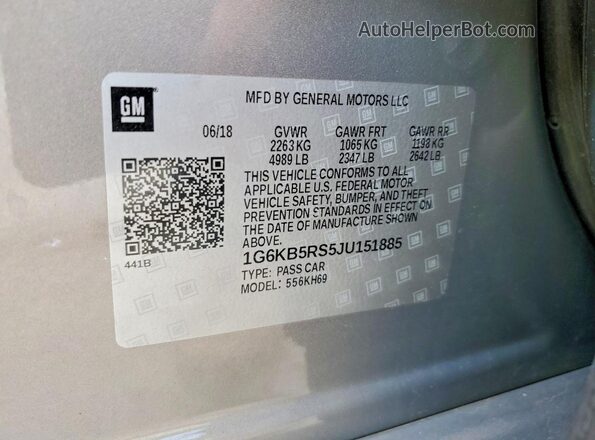 1G6KB5RS5JU151885 2018 CADILLAC CT6 Tan ძრავის განყოფილების ხედი