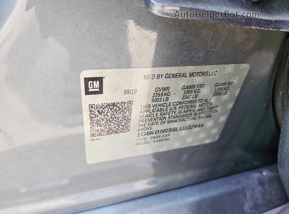 1G6KB5RS6LU102844 2020 CADILLAC CT6 Silver VIN კოდის სტიკერის ხედი