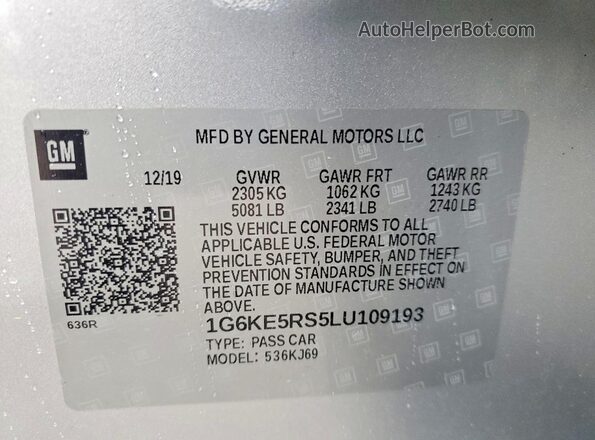 1G6KE5RS5LU109193 2020 CADILLAC CT6 Silver Widok komory silnika