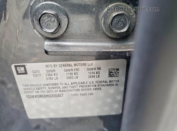 1G6KH5R68HU200427 2017 CADILLAC CT6 Black Вид наклейки з VIN-кодом