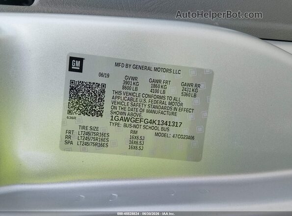 1GAWGEFG4K1341317 2019 CHEVROLET EXPRESS Silver Engine compartment view