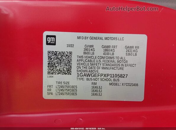 1GAWGEFPXP1105827 2023 CHEVROLET EXPRESS Red Engine compartment view