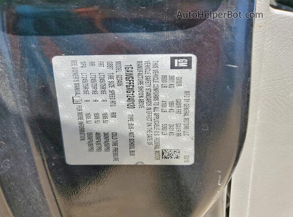 1GAWGFFGXG1240120 2016 CHEVROLET EXPRESS Black Vista de la etiqueta del VIN