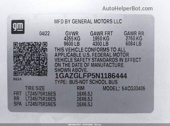 1GAZGLFP5N1186444 2022 CHEVROLET EXPRESS White Engine compartment view