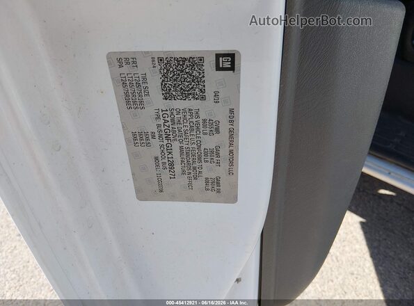 1GAZGNFG1K1289271 2019 CHEVROLET EXPRESS White Widok komory silnika