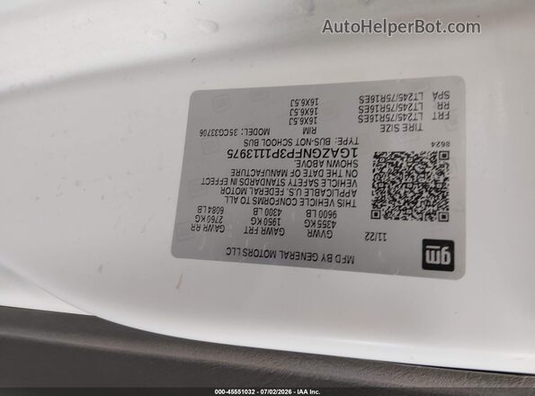 1GAZGNFP3P1113975 2023 CHEVROLET EXPRESS White Вид підкапотного простору