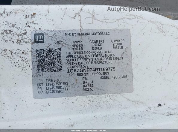 1GAZGNFP4R1169779 2024 CHEVROLET EXPRESS White Вид підкапотного простору