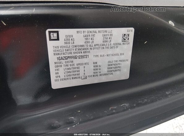 1GAZGPFF6G1239721 2016 CHEVROLET EXPRESS Beige Вид підкапотного простору