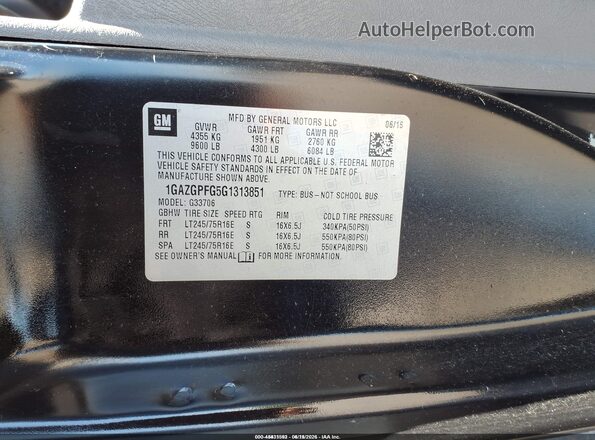 1GAZGPFG5G1313851 2016 CHEVROLET EXPRESS Черный Вид подкапотного пространства