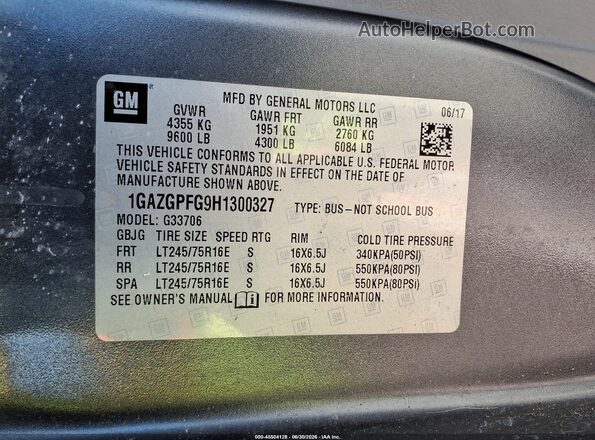 1GAZGPFG9H1300327 2017 CHEVROLET EXPRESS Gray Widok komory silnika