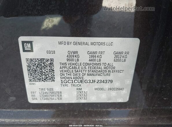 1GC1CUEG3JF234379 2018 CHEVROLET SILVERADO Brown Engine compartment view