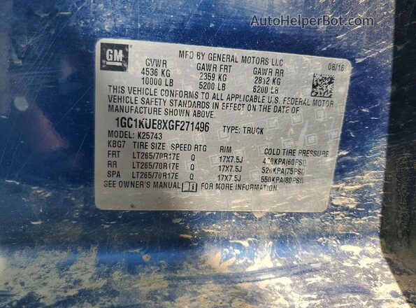 1GC1KUE8XGF271496 2016 CHEVROLET SILVERADO Синий Вид подкапотного пространства
