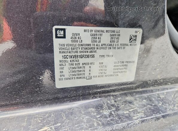 1GC1KVE81GF236156 2016 CHEVROLET SILVERADO Charcoal Вид підкапотного простору