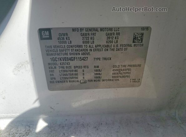 1GC1KVE84GF115427 2016 CHEVROLET SILVERADO White Вид підкапотного простору