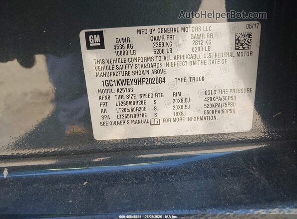 1GC1KWEY9HF202084 2017 CHEVROLET SILVERADO Gray Widok komory silnika