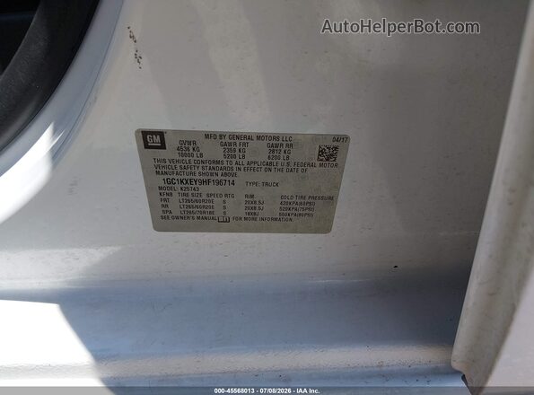 1GC1KXEY9HF196714 2017 CHEVROLET SILVERADO White Vista del compartimento del motor