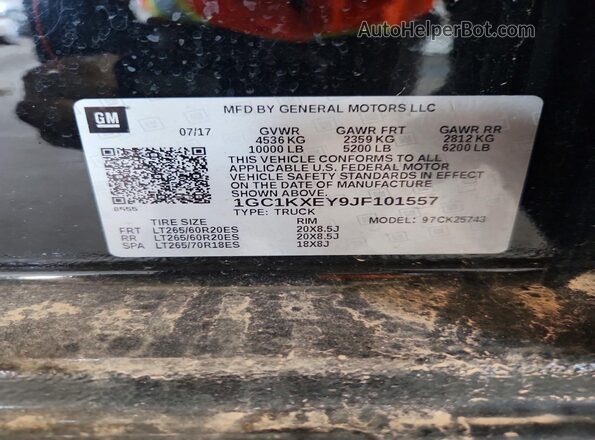 1GC1KXEY9JF101557 2018 CHEVROLET SILVERADO Black Շարժիչի բաժամունքի տեսք