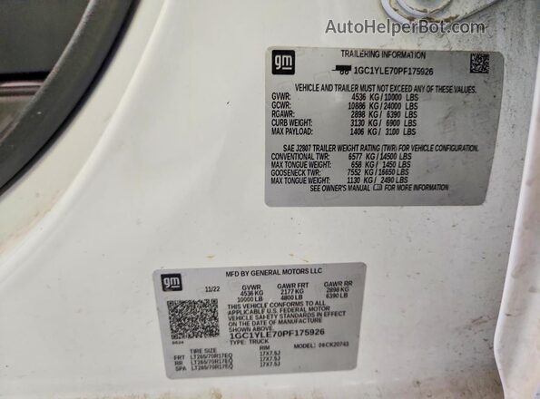 1GC1YLE70PF175926 2023 CHEVROLET SILVERADO White Вид підкапотного простору