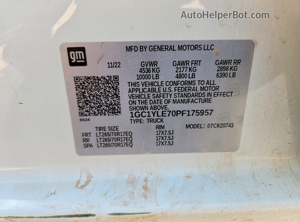 1GC1YLE70PF175957 2023 CHEVROLET SILVERADO White ძრავის განყოფილების ხედი