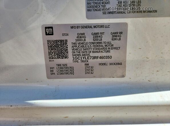 1GC1YLE73RF460350 2024 CHEVROLET SILVERADO White Вид підкапотного простору