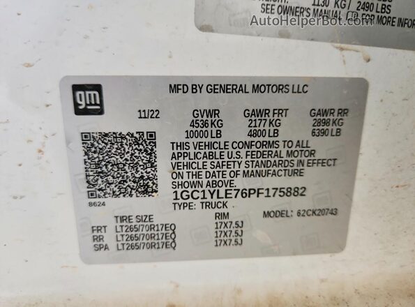 1GC1YLE76PF175882 2023 CHEVROLET SILVERADO White Вид підкапотного простору