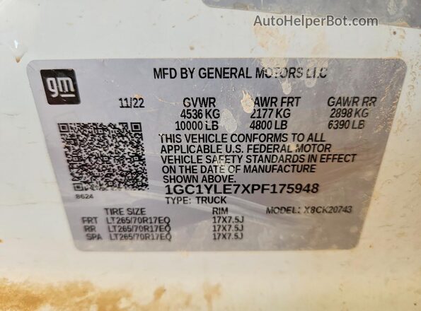1GC1YLE7XPF175948 2023 CHEVROLET SILVERADO White ძრავის განყოფილების ხედი