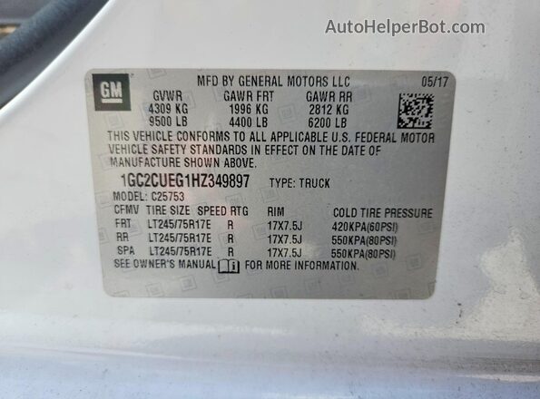1GC2CUEG1HZ349897 2017 CHEVROLET SILVERADO Белый Вид подкапотного пространства