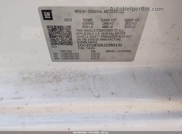 1GC2CUEG5JZ260131 2018 CHEVROLET SILVERADO White Շարժիչի բաժամունքի տեսք