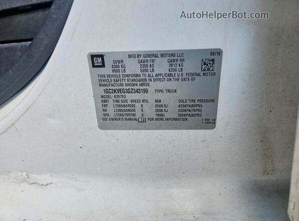 1GC2KVEG3GZ343199 2016 CHEVROLET SILVERADO White Շարժիչի բաժամունքի տեսք