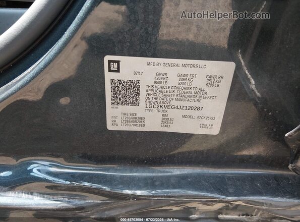 1GC2KVEG4JZ120287 2018 CHEVROLET SILVERADO Black Widok komory silnika