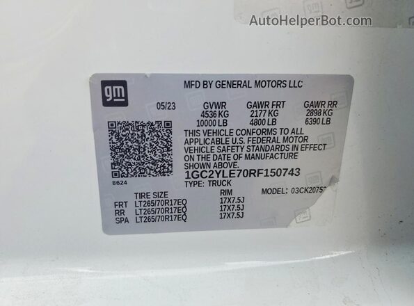 1GC2YLE70RF150743 2024 CHEVROLET SILVERADO White Շարժիչի բաժամունքի տեսք