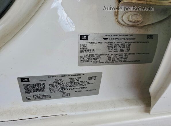 1GC2YLE77LF227390 2020 CHEVROLET SILVERADO White ძრავის განყოფილების ხედი