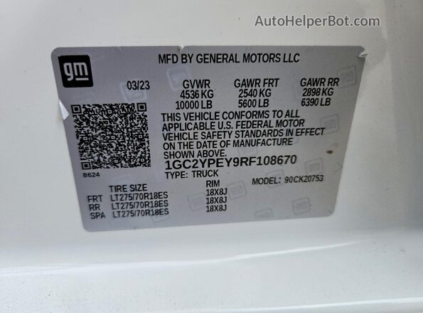 1GC2YPEY9RF108670 2024 CHEVROLET SILVERADO White Vista del compartimento del motor