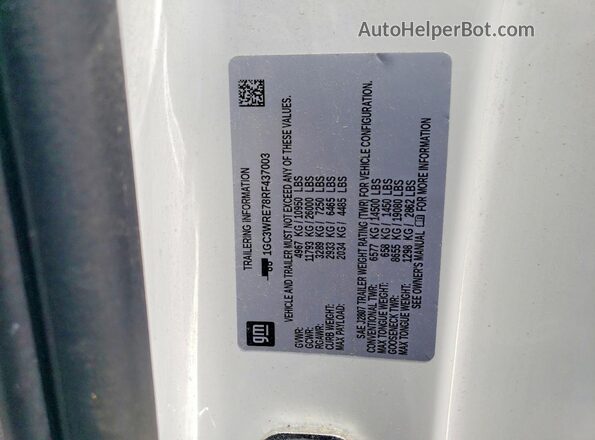 1GC3WRE78RF437003 2024 CHEVROLET SILVERADO White VIN sticker view