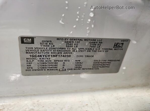1GC4KYCY1HF174230 2017 CHEVROLET SILVERADO White Engine compartment view