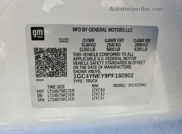 1GC4YNEY9PF180902 2023 CHEVROLET SILVERADO Белый Вид подкапотного пространства