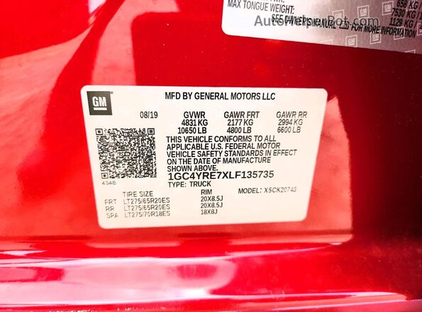 1GC4YRE7XLF135735 2020 CHEVROLET SILVERADO Red Շարժիչի բաժամունքի տեսք