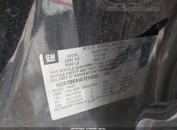 1GCGSBEA9G1214253 2016 CHEVROLET COLORADO Black Widok komory silnika