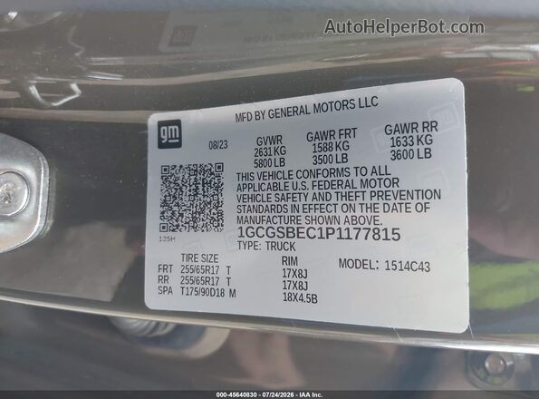 1GCGSBEC1P1177815 2023 CHEVROLET COLORADO Brown Vista del compartimento del motor