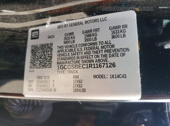 1GCGSBEC1R1167126 2024 CHEVROLET COLORADO Black ძრავის განყოფილების ხედი
