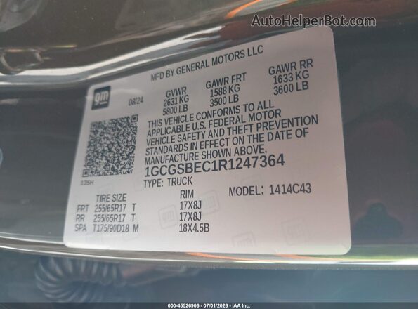 1GCGSBEC1R1247364 2024 CHEVROLET COLORADO Brown Widok komory silnika