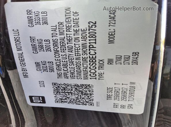 1GCGSBEC7P1180752 2023 CHEVROLET COLORADO Black VIN կոդի պիտակի տեսք