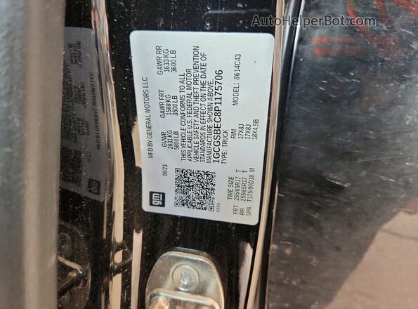 1GCGSBEC8P1175706 2023 CHEVROLET COLORADO Black VIN sticker view