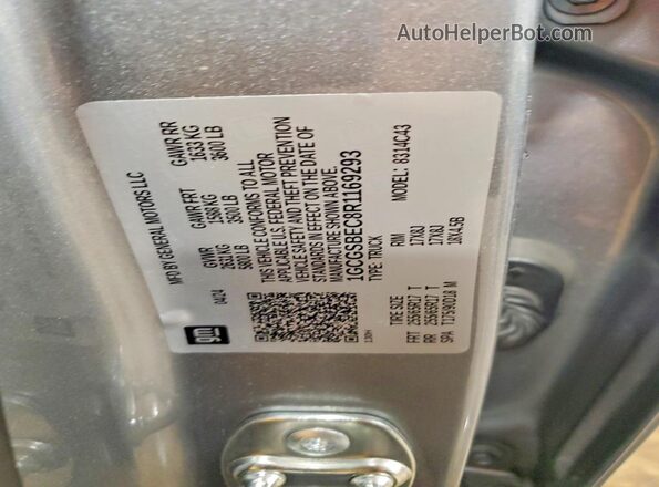 1GCGSBEC8R1169293 2024 CHEVROLET COLORADO Silver Vista de la etiqueta del VIN