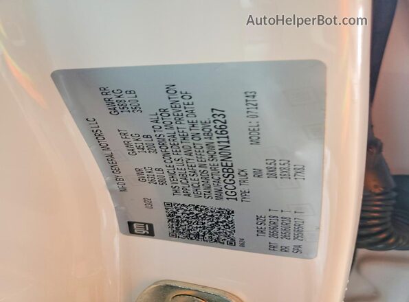 1GCGSBEN0N1166237 2022 CHEVROLET COLORADO White Engine compartment view