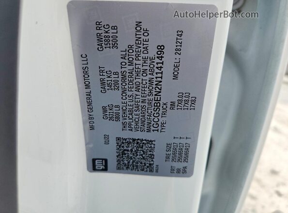 1GCGSBEN2N1141498 2022 CHEVROLET COLORADO White Вид підкапотного простору