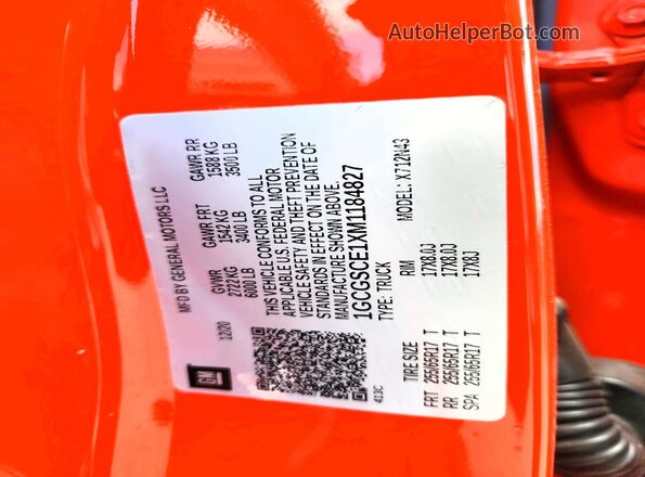 1GCGSCE1XM1184827 2021 CHEVROLET COLORADO Orange Engine compartment view
