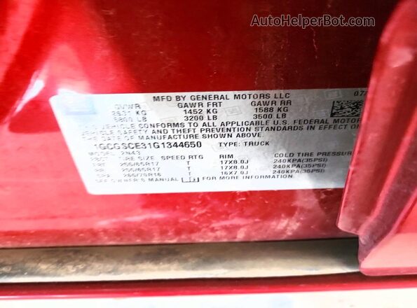 1GCGSCE31G1344650 2016 CHEVROLET COLORADO Burgundy Շարժիչի բաժամունքի տեսք