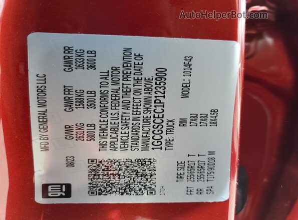 1GCGSCEC1P1235900 2023 CHEVROLET COLORADO Red Vista del compartimento del motor